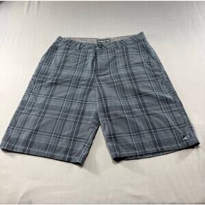O’Neill Men’s Plaid Hybrid Golf Shorts Gray Black Performance Flat Front Size 34